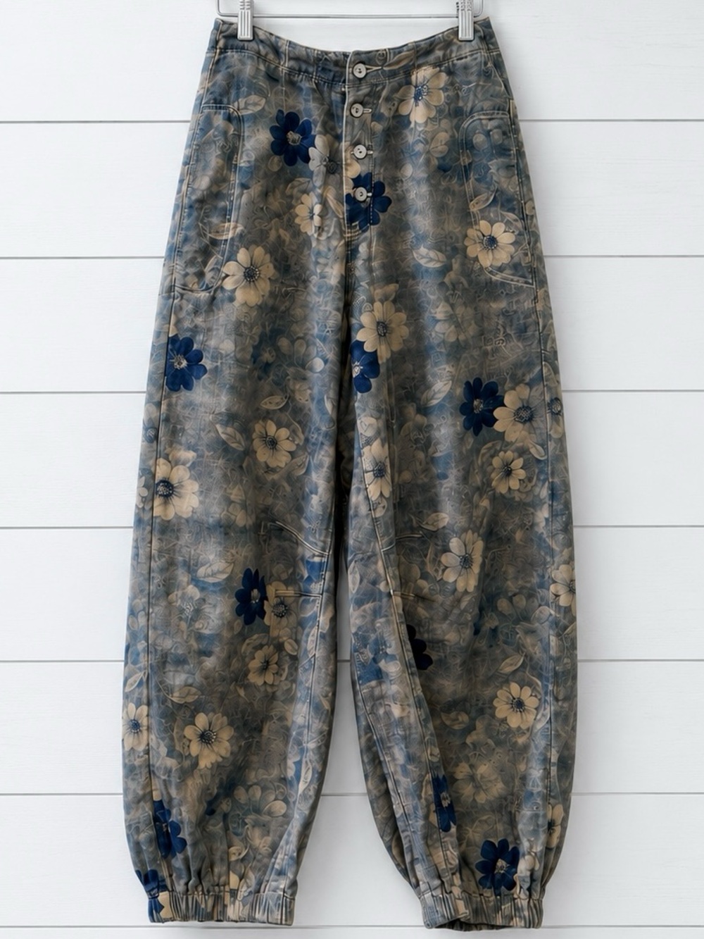 NEW POLSET: “The Flora” Boho Trim Cream Lace Blouse and Floral button joggers - Picture 3 of 4